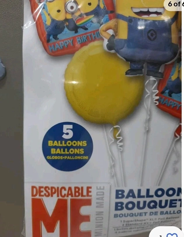 Despicable Me Minions Cumpleaños Lámina Globo Ramo Fiesta Favores Premios X 5 Bola Foto 3 de 4