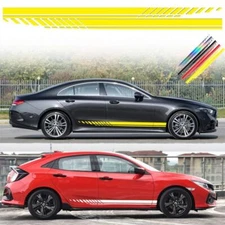 2Pcs Car Racing Long Stripe Graphics Side Body Decal Sticker Racing Accessory