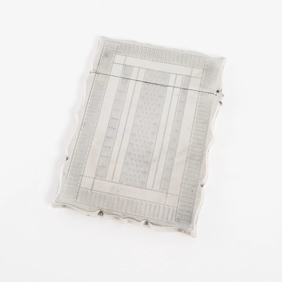 AMERICAN AESTHETIC COIN SILVER CARD CASE GEOMETRIC ENGINE TURNED MONOGRAM KATE - Image 4 of 4