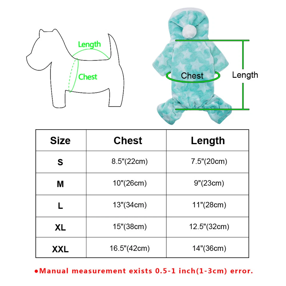 Warm Soft Dog Pajamas Jumpsuit Puppy Small Dog Hoodie Costume Clothes Pink Blue - Image 2 of 4