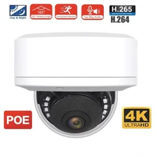1.8mm Wide Angle Vandalproof 8MP 4K IP Camera Dome Metal Audio POE Human AI CCTV