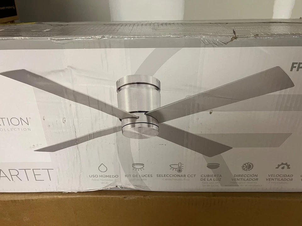 FANIMATION Kwartet 52 in. Indoor/Outdoor Matte White Ceiling Fan w/ Light Kit N - Image 2 of 4