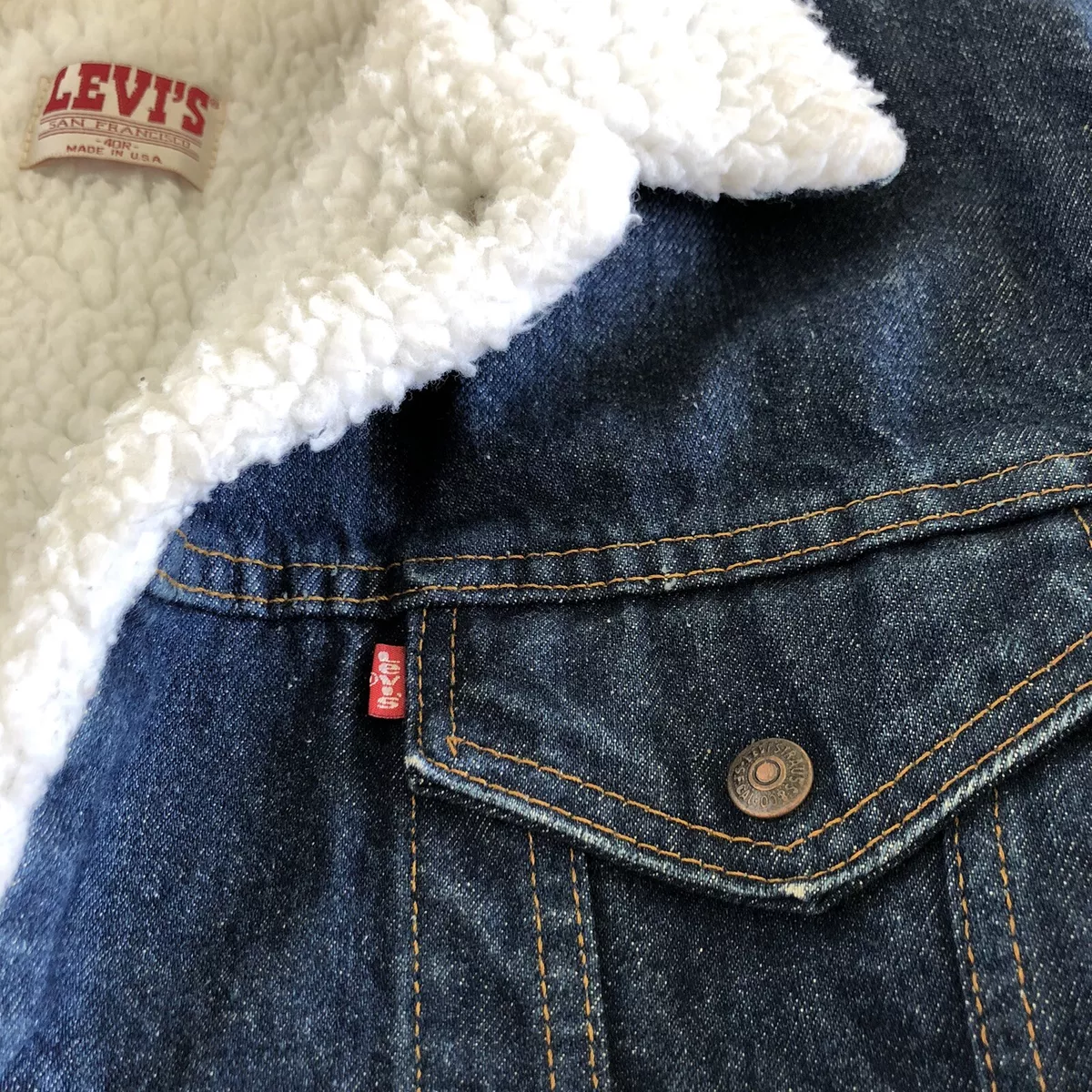 Vintage 80s Levi's sherpa denim trucker jacket shearling type I