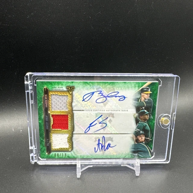 2020 Topps Triple Threads Jesus Luzardo, Sean Murphy, A.J. Puk Emerald /18 Auto