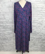 Long Tall Sally US 16  Floral Dress Long Sleeve Faux Wrap Knit Midi Career