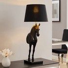 Tischlampe BLACK BEAUTY - 75cm - schwarz gold - Pferde-Skulptur - Tischleuchte