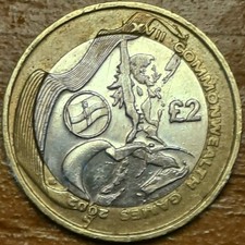 2002 £2 N.Ireland Commonwealth Games Team Great Circulated Condition Bimetallic