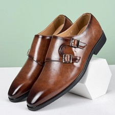 Men's British Derby Shoes Breathable Buckle Business Casual Leather Shoes