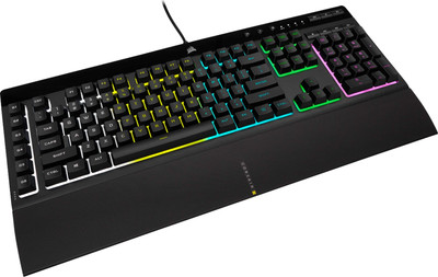 CORSAIR - K55 RGB Pro Full-size Wired Dome Membrane Gaming Keyboard with Elga...
