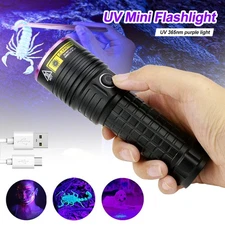 60W 365nm UV Light 3LED Flashlight Blacklight USB Rechargeable Inspection Lamp