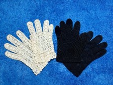 Lot of 2 Vintage 40s-50s CROCHET DRESS GLOVES Ladies Small 6-7 - Handmade