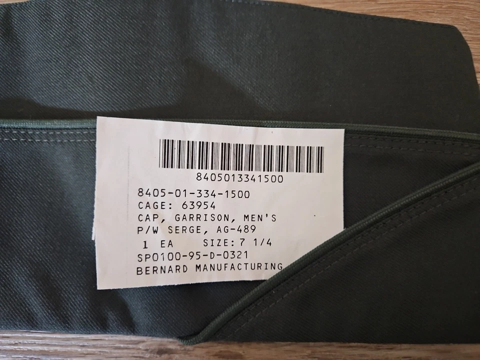 Vtg US Army Mens Garrison Cap AG-489 P/W Serge Size 7 1/4 (7.25) NEW NOS Dress - Image 2 of 4