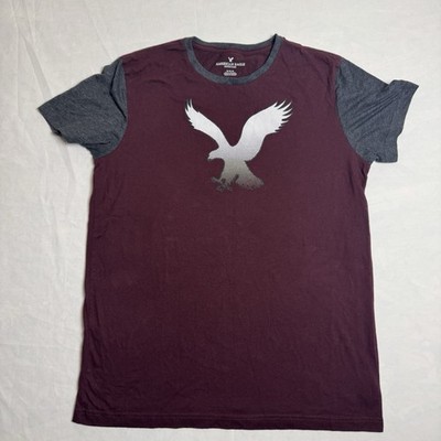 AMERICAN EAGLE Outfitters Men's (Medium) Burgundy Short Sleeve Graphic T-Shirt