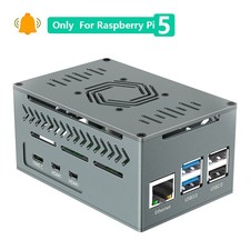 Aluminum Case for Raspberry Pi 5 with 4010 PWM Fan and Copper Heatsinks