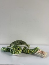 Vtg 90s Nature Bean Buddies Turtle Plush K M Posable Tag Attached 7  