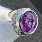 Genuine Amethyst Silver Mens Ring, 925 Sterling Silver, Men Ring, Hand Made Ring