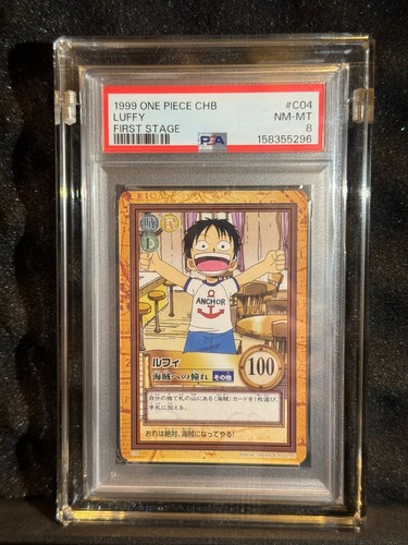 1999 One Piece Carddass Hyper Battle First Stage C04 Monkey D Luffy PSA 8