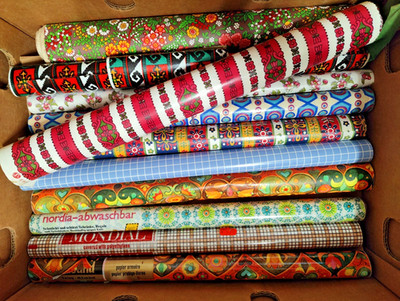 Original Vintage Schrankpapier Konvolut 60er 70er Retro Blumen Ornamente