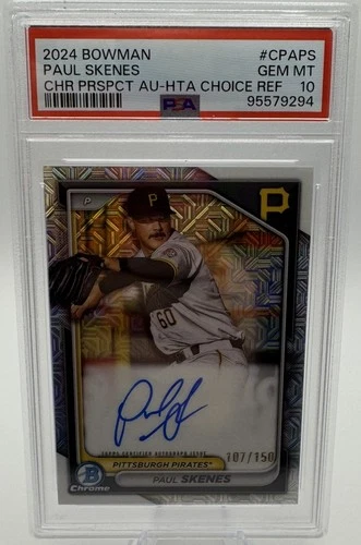 2024 Bowman Paul Skenes Chrome Prospect HTA Choice Refractor /150 Auto PSA 10