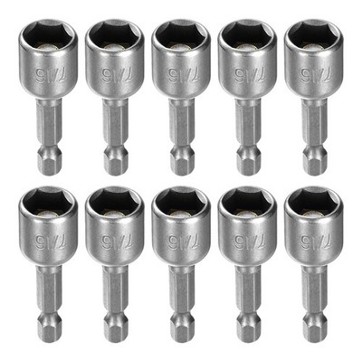 10Stk Mutter Fahrer Bohrer 7/16 ''6-Punkt 1/4'' Hex Schaft Magnetische Setter