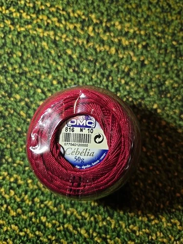 DMC Cebelia Combed Cotton Crochet Thread 50g Ball, Colour 816 Garnet New