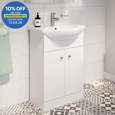 Bathroom Basin Sink Vanity Unit Single Tap Hole Floor Standing 550mm Matte White