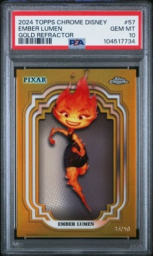 2024 Topps Chrome Disney #57 Ember Lumen Gold Refractor /50 PSA GEM MT 10 Pop 4