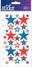 4th of July Stars, 4x7" scrapbook stickers Sticko FJ02
