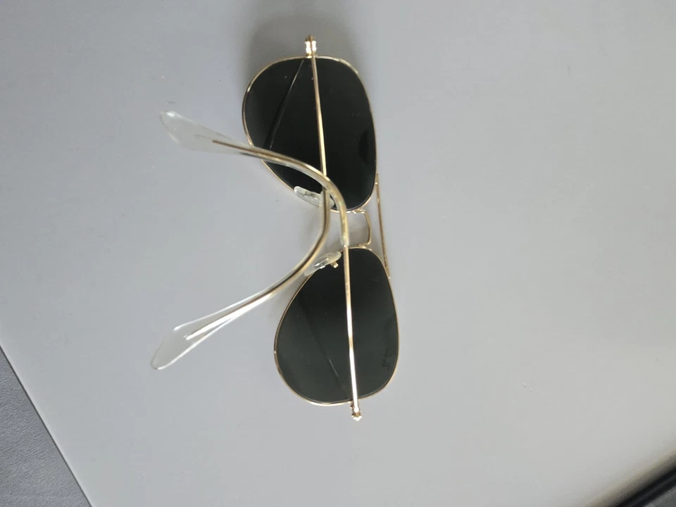 Ray-Ban Aviator Large Metal Pilot Sunglasses Gold Frame Green Polarised Glass, photo 3 of 5