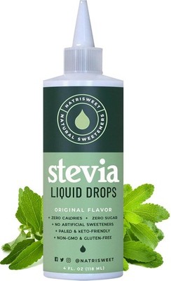 NastriSweet Liquid Stevia Drops 4 fl oz Keto Sugar Substitute 0 Calorie 800 Uses