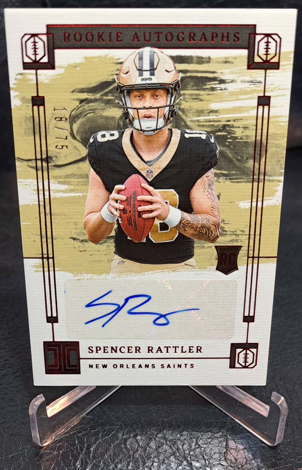2024 Panini Impeccable - Rookie Autographs Spencer Rattler #RA-SRR Red /75 (RC)