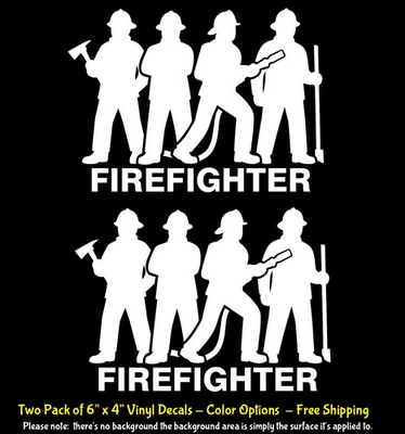#ad Firefighter Two Pack 6quot; Vinyl Decals Car Truck Van Window Any Flat Surface $6.98
