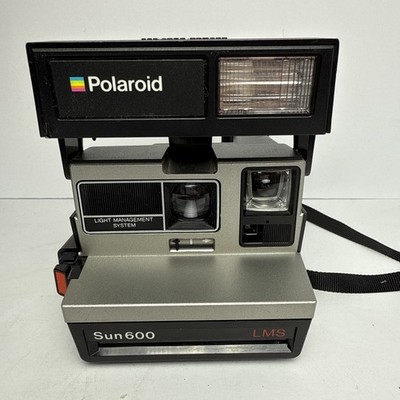 Polaroid Sun 600 LMS Vintage Instant Camera Black Silver WORKING