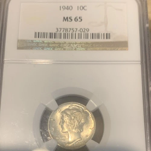 NGC Certified 1940 Mercury Dime MS 65 10C Uncirculated #3778757-029