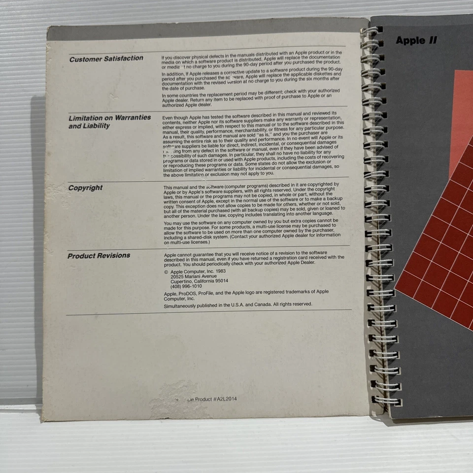 Apple II IIe ProDOS User's Manual 030-0899-A 1983 #A2L2014 - Image 2 of 4