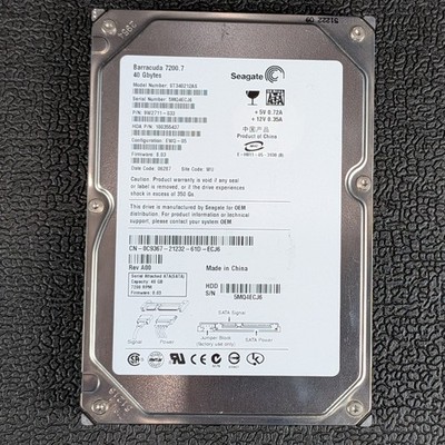 Seagate Barracuda 7200.7 40GB 3.5'' SATA Hard Drive - ST340212AS - TESTED