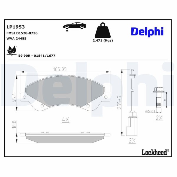 Delphi Bremsbelagsatz, Scheibenbremse LP3188 FüR Jaguar Land Rover-image