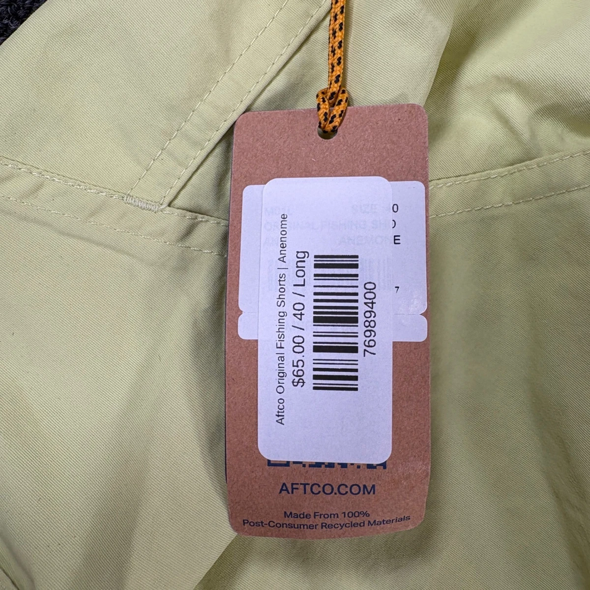 AFTCO Original Fishing Shorts Mens 40 Yellow Anemone Recycled 8 Inch Inseam NEW
