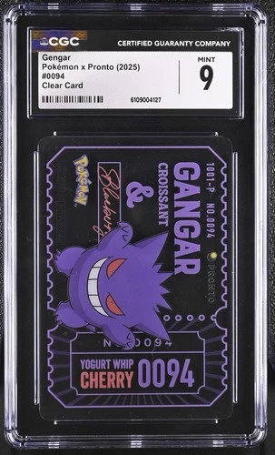 Gengar Pokemon x Pronto Cafe JPN 2025 Promo Clear Card 0094 CGC 9 Mint LOW POP 6