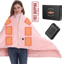 Cordless Heated Blanket, Battery Operated Heating Blanket with 20000mAh Recha...