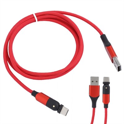 Red 1.2m/3.9ft Micro USB Cable 180° Rotate Type c Charging Cable For Samsun Fit