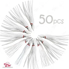 50pcs White 4.75" Fishing Squid Skirts Octopus Trolling Hoochies Soft lures 12cm