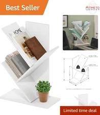 Tree Bookshelf 3-Tier Wooden Bookcase Compact Room Decor Storage Organizer