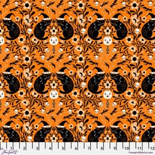 Feline Drive Fabric WITCHY WAYS Witchy Kitty Pumpkin - Fat Quarter 18x22" FQ