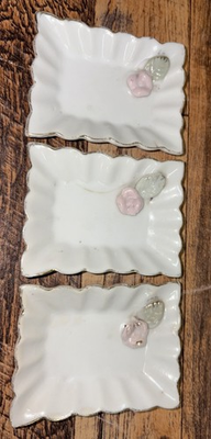 #ad Vintage Royal Sealey Japan Porcelain Rosebud Lot of 3 Trinket Trays 3.5quot; x 2.5quot; $22.99