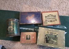 Lot Of 5 Vintage  Cigar Box Tins Tobacco Pipe 