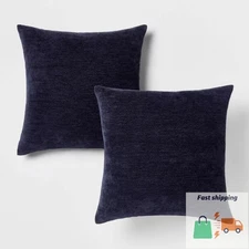 2pk Chenille Square Throw Pillows - Threshold™ Color Navy