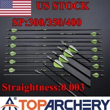 30"Pure Carbon Arrows Straightness0.003 for Recurve/Compound Bow Archery Hunting