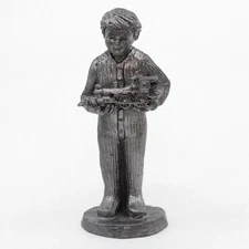 Michael Ricker Pewter BOY WITH TRAIN TOY 3.5" Metal Figurine - 1992 Gift of Love