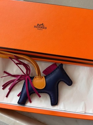 Hermès Rodeo PM Bag Charm Bleu Nuit/Orange/Rose Mexico Pristine Authentic w/ Box